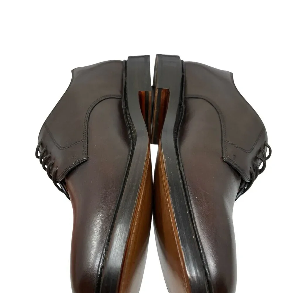 J Crew Ludlow Mens 9 Dark Brown Leather Derby Shoes Old Money Preppy Euro Summer
